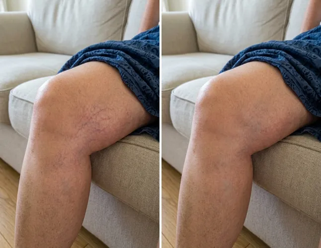 Knie-Innenseite vorher und nachher