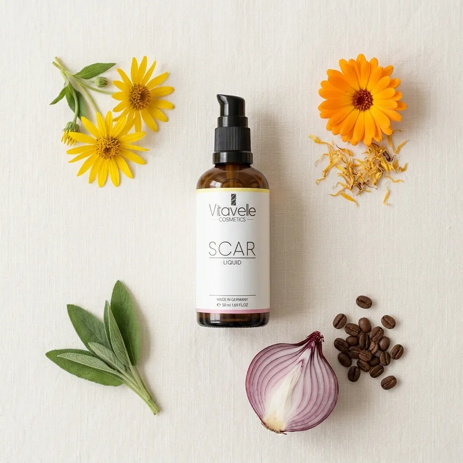 Scar Liquid mit Arnika, Calendula, Zwiebel, Koffein und Salbei